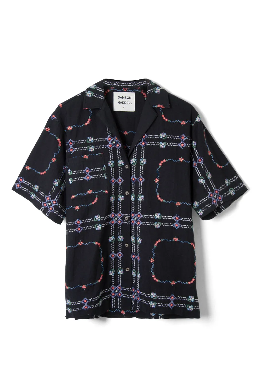 tablecloth embroidered shirt - black floral sold by Damson Madder product image thumbnail 3