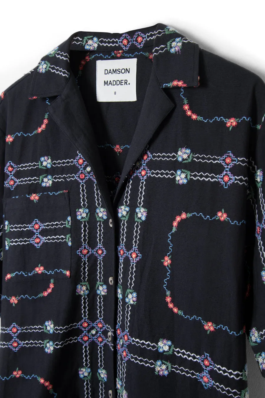 tablecloth embroidered shirt - black floral sold by Damson Madder product image thumbnail 5