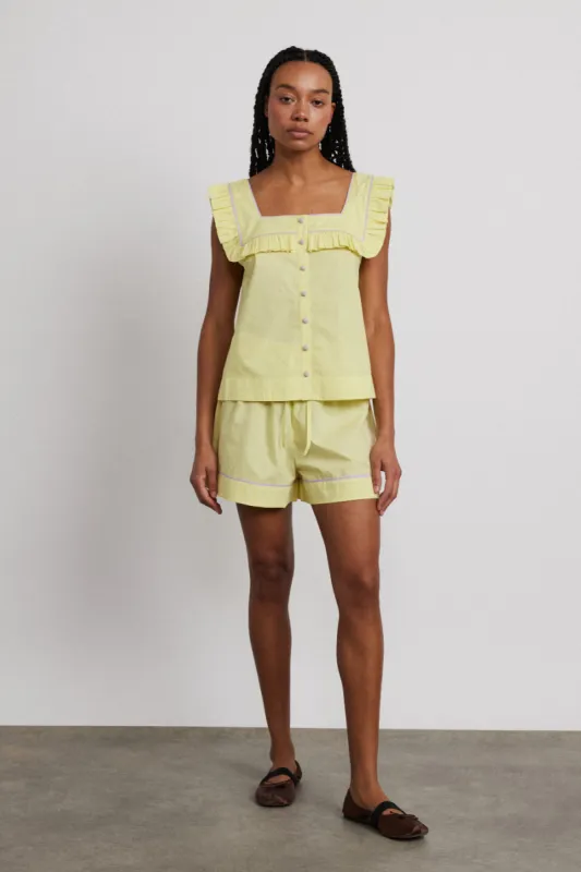 kitty ruffle nightwear set- yellow made by Damson Madder