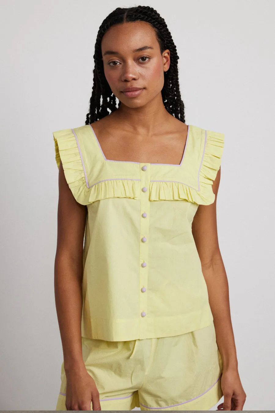 kitty ruffle nightwear set- yellow sold by Damson Madder product image thumbnail 2