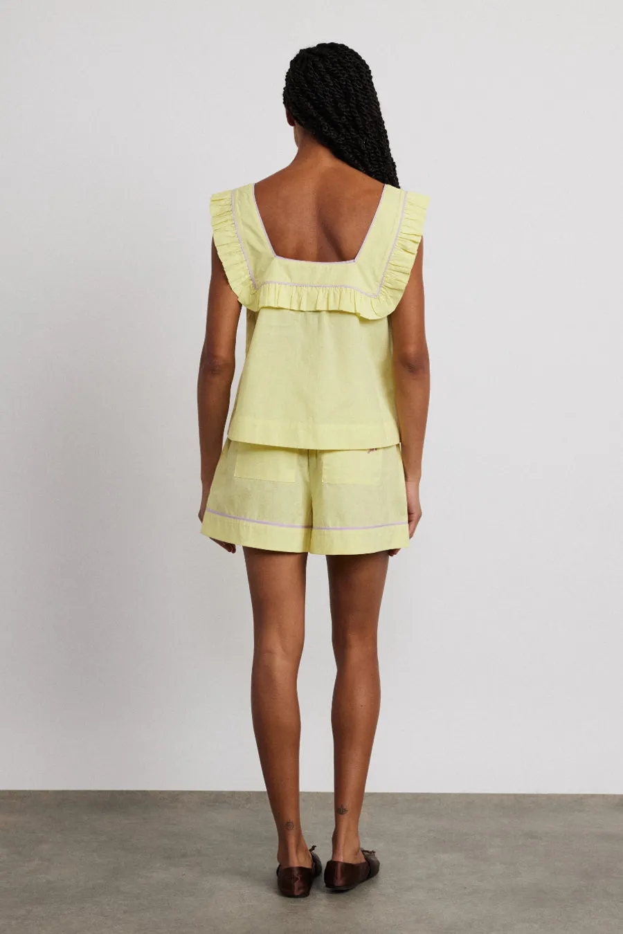 kitty ruffle nightwear set- yellow sold by Damson Madder product image thumbnail 3