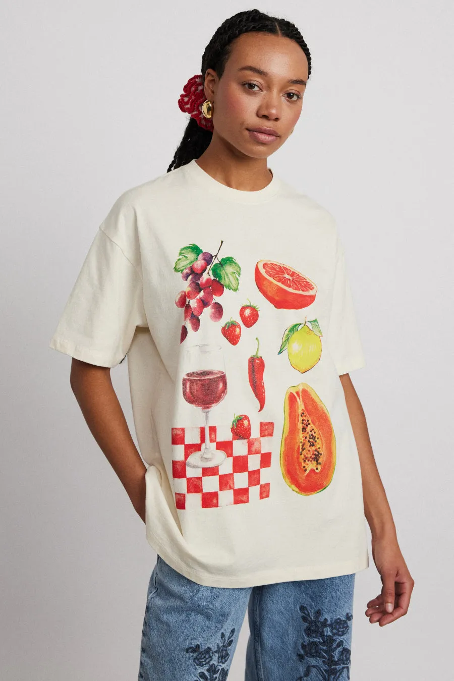 fruit picnic boyfriend tee sold by Damson Madder