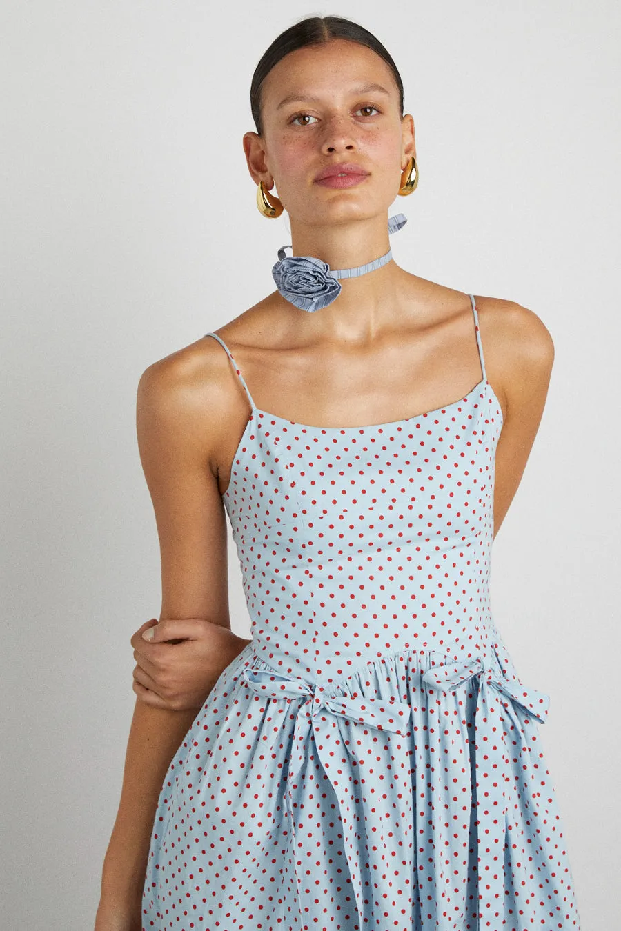 penelope midi - blue & red spot sold by Damson Madder product image thumbnail 2