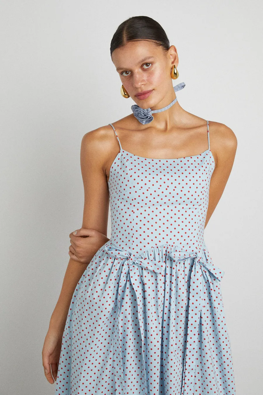 penelope midi - blue & red spot sold by Damson Madder product image thumbnail 5