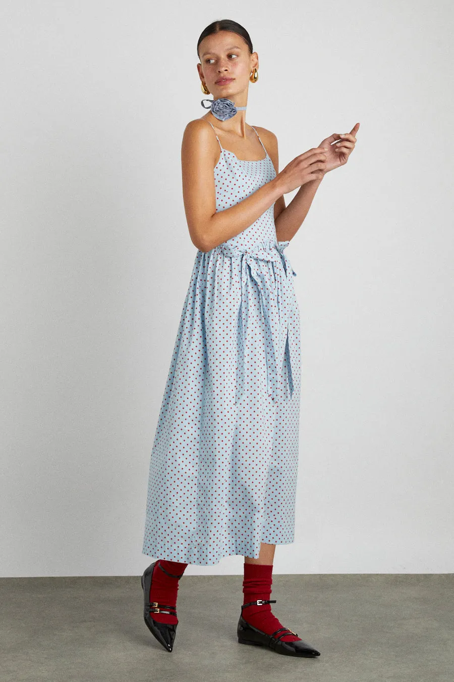 penelope midi - blue & red spot sold by Damson Madder product image thumbnail 3