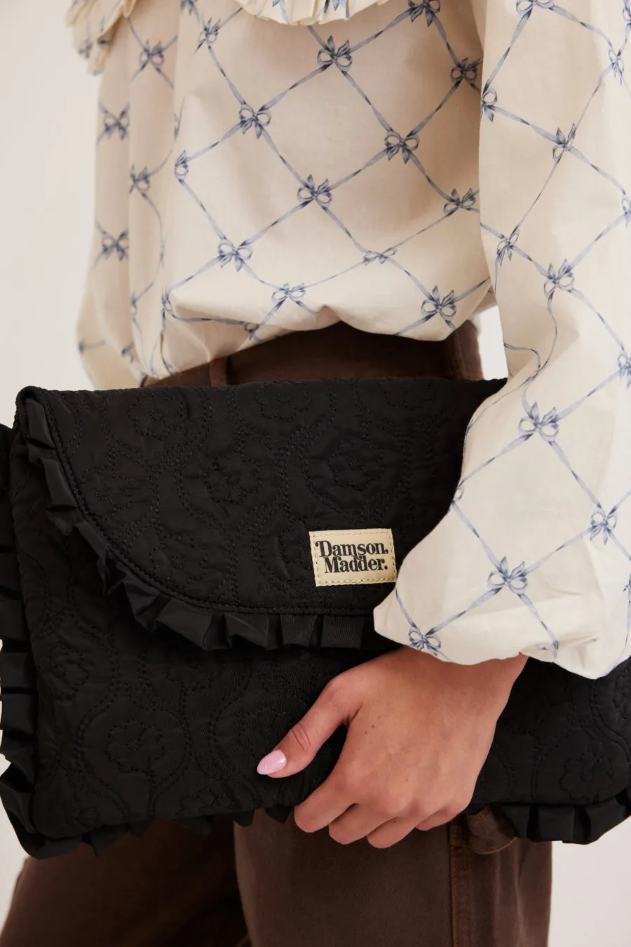 frill laptop bag in black floral stitch sold by Damson Madder product image thumbnail 3