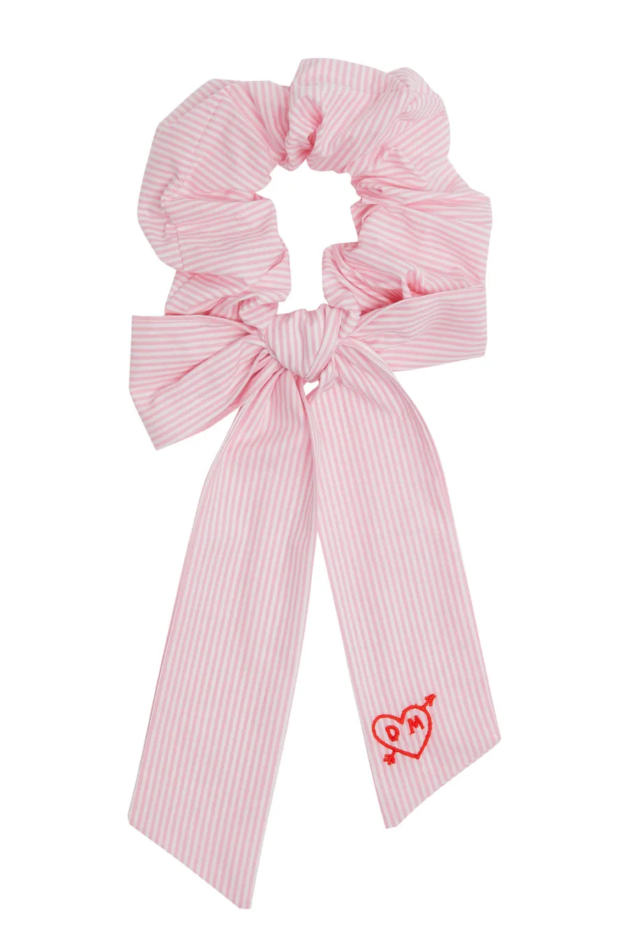 pink stripe bow scrunchie sold by Damson Madder product image thumbnail 2