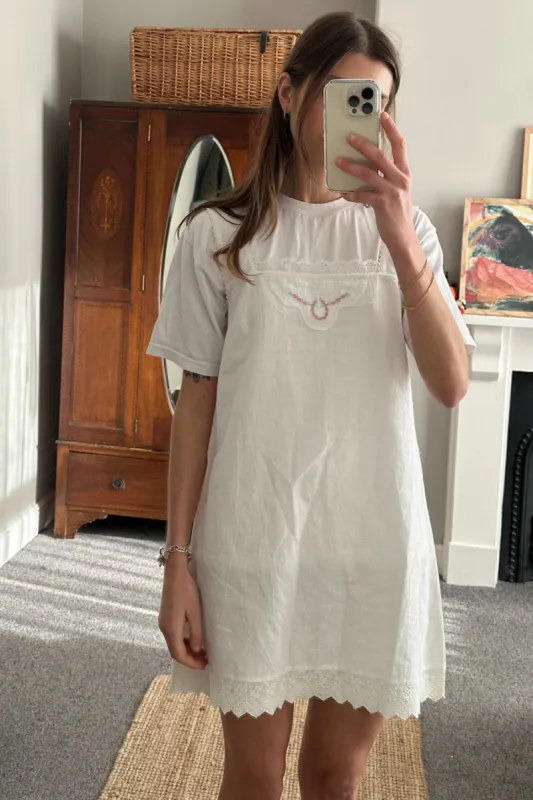 nancy linen blend mini dress made by Damson Madder