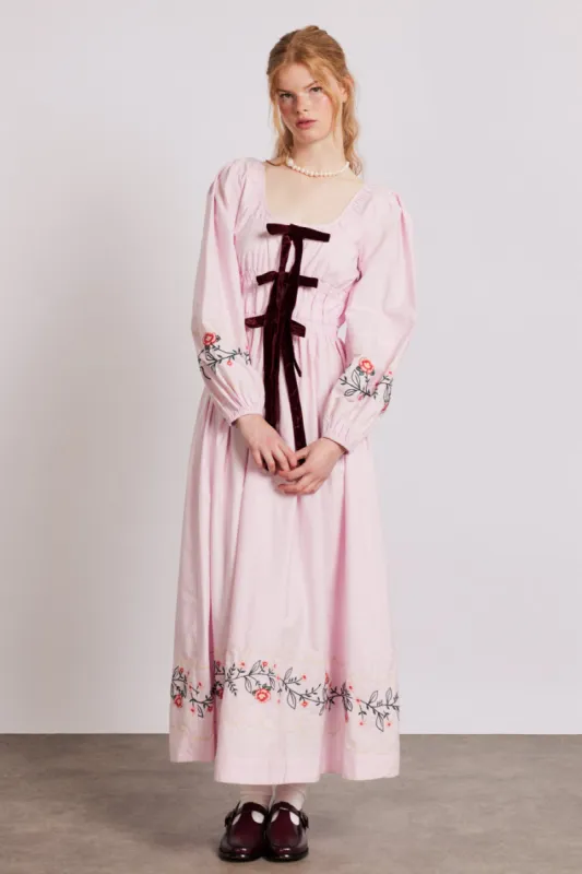 dakota dress - pink embroidery sold by Damson Madder