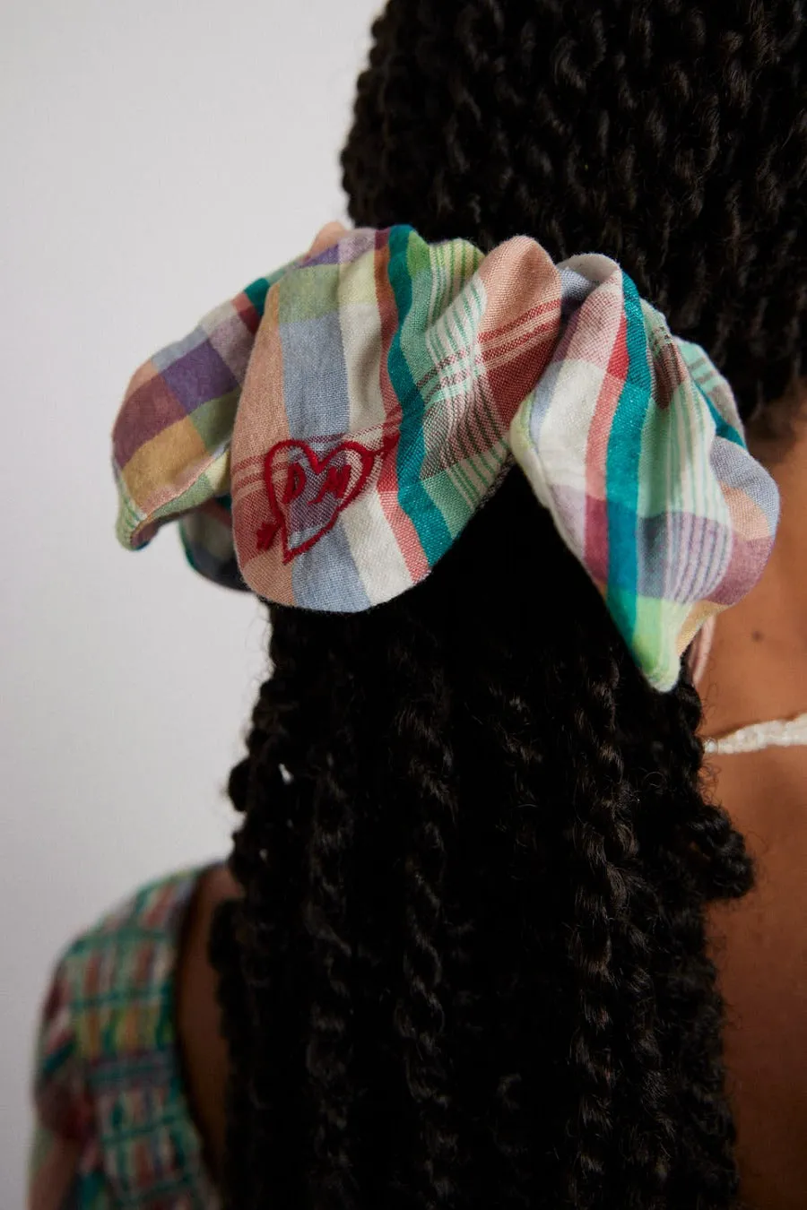 flower scrunchie in check sold by Damson Madder product image thumbnail 4