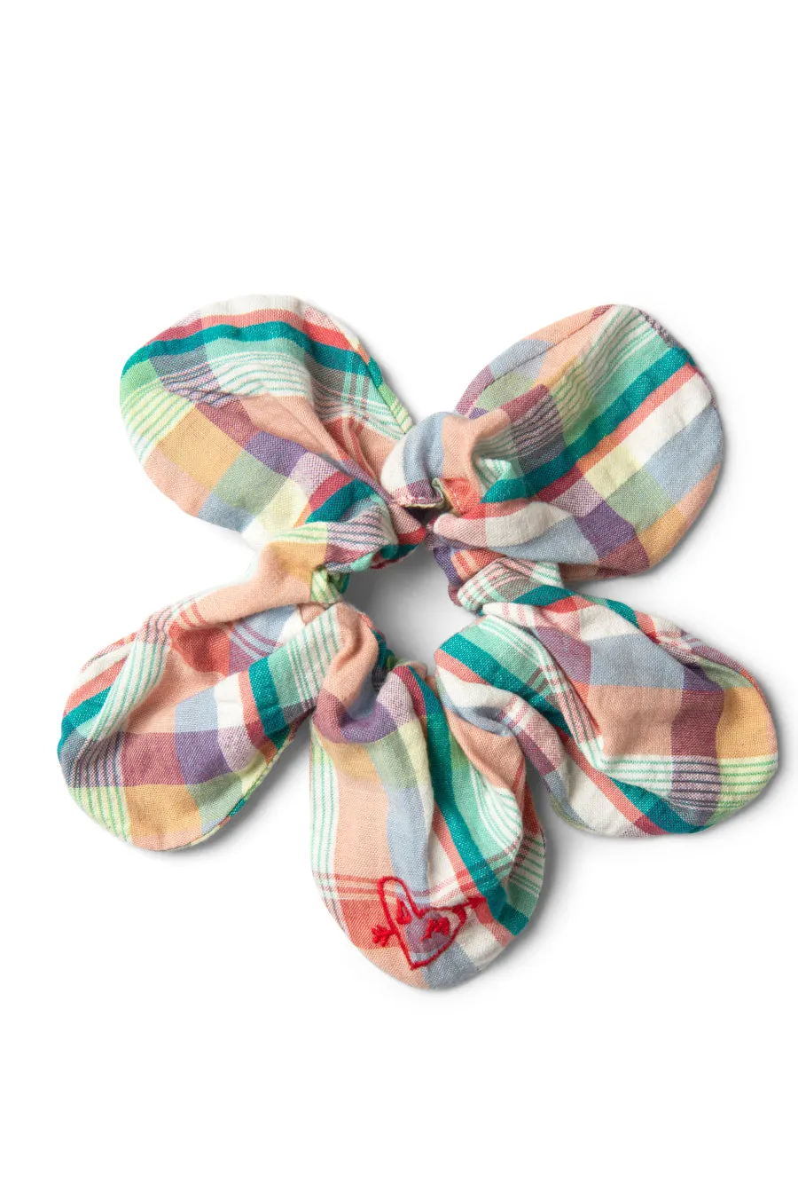 flower scrunchie in check sold by Damson Madder product image thumbnail 2