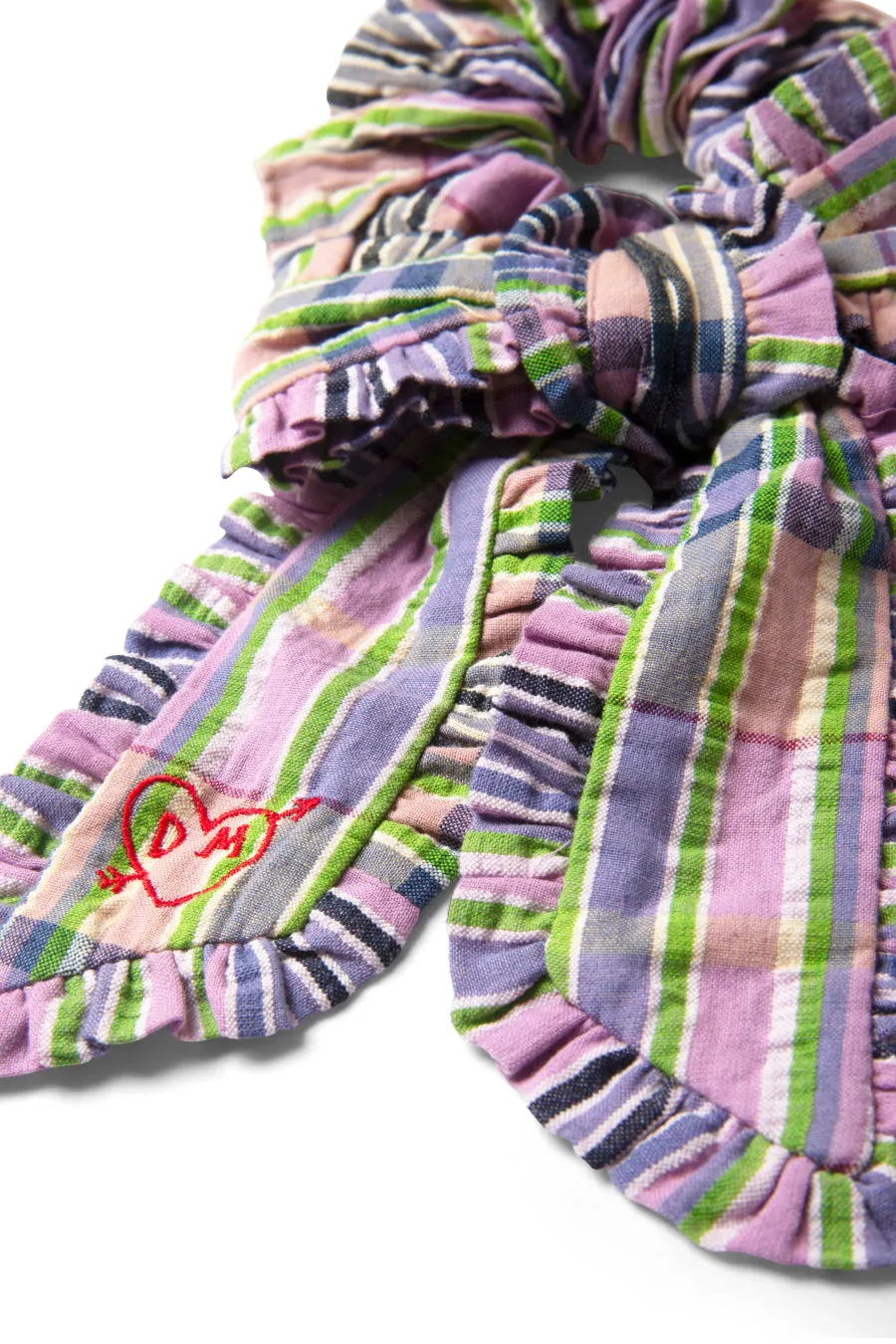 frill bow scrunchie in cindy check sold by Damson Madder product image thumbnail 4