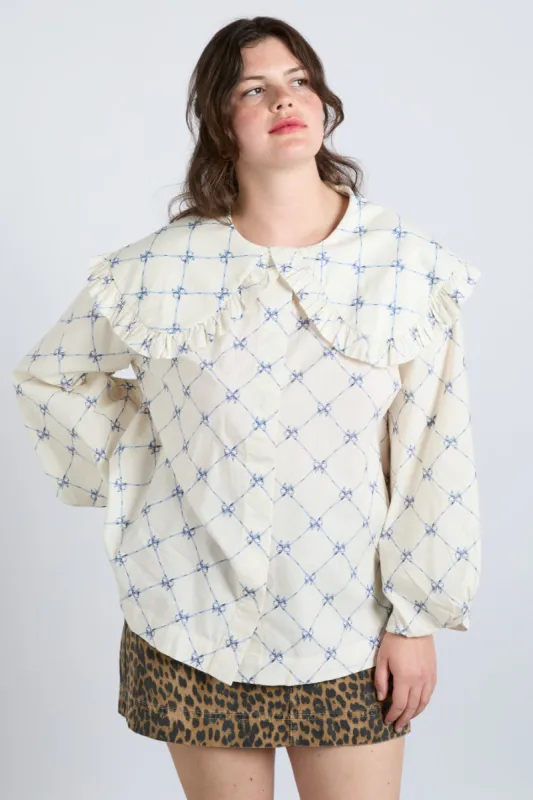 lola blouse - bow print sold by Damson Madder