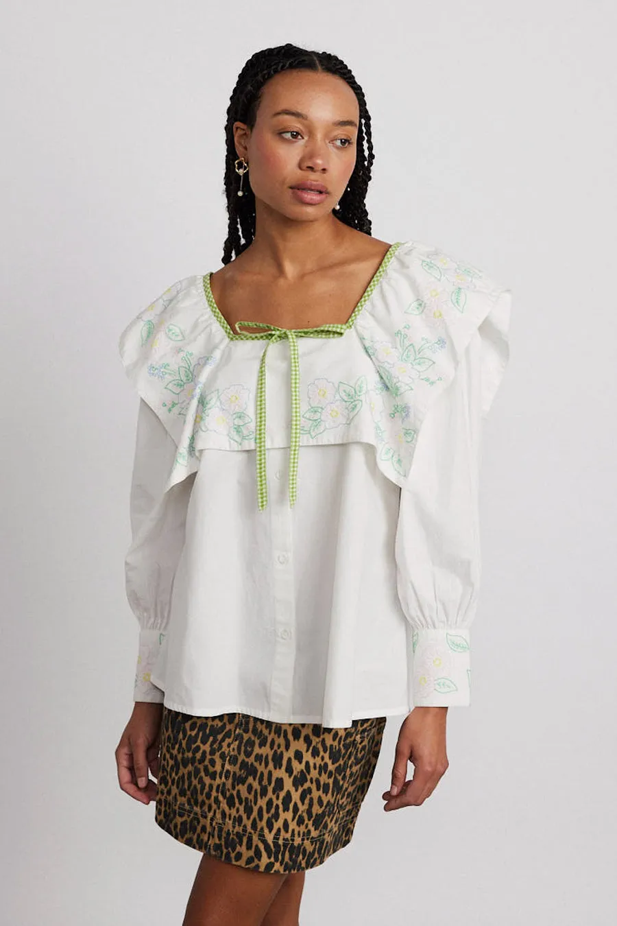 mala blouse - floral embroidery sold by Damson Madder