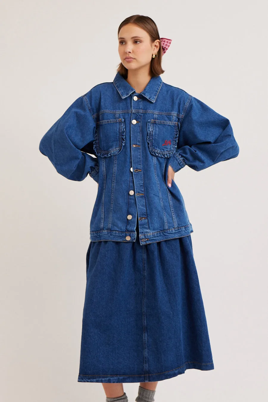 frilly fin denim jacket sold by Damson Madder product image thumbnail 2