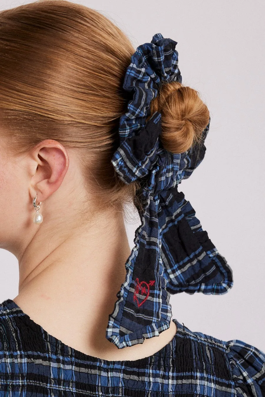 bow check scrunchie sold by Damson Madder product image thumbnail 2