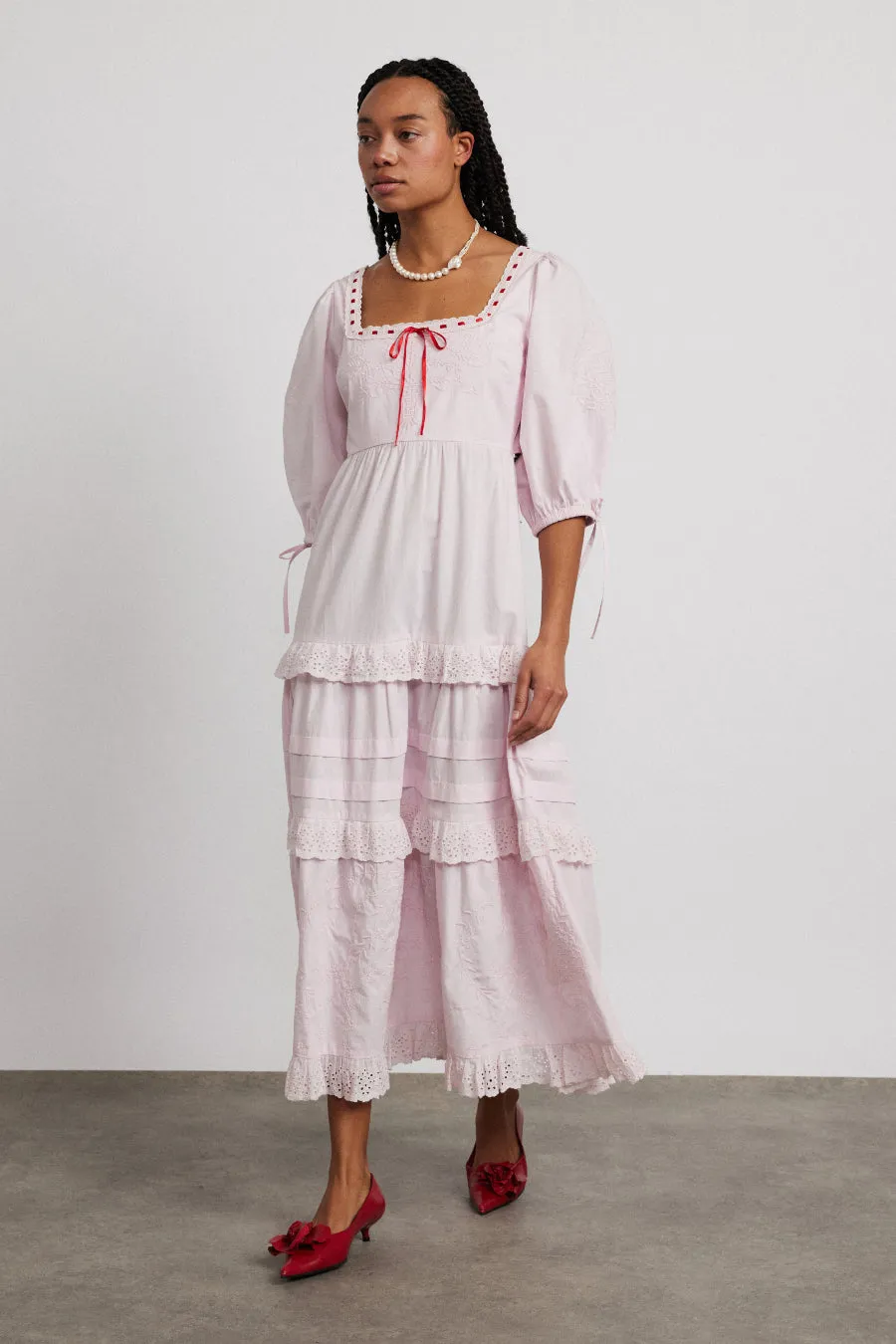 ワンピース Riviera Double Bow Dress(rose) white / rose / forest】Riviera Double Bow Dress