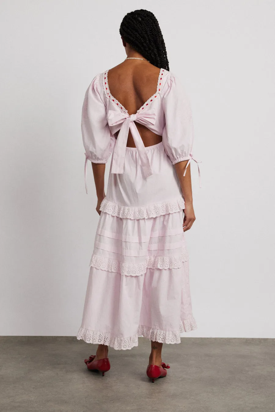 rebecca bow back dress - pink broderie sold by Damson Madder product image thumbnail 4