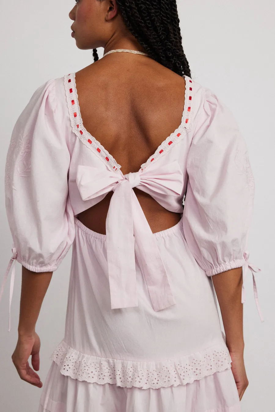 rebecca bow back dress - pink broderie sold by Damson Madder product image thumbnail 2