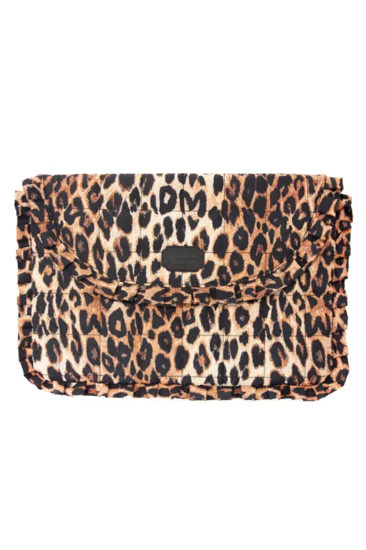 frill laptop bag in leopard sold by Damson Madder
