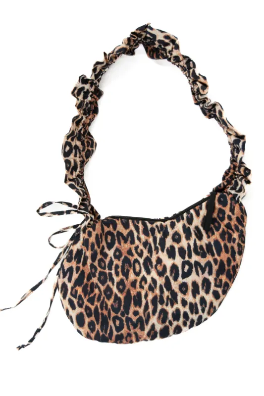 ruched kidney bag in leopard print sold by Damson Madder