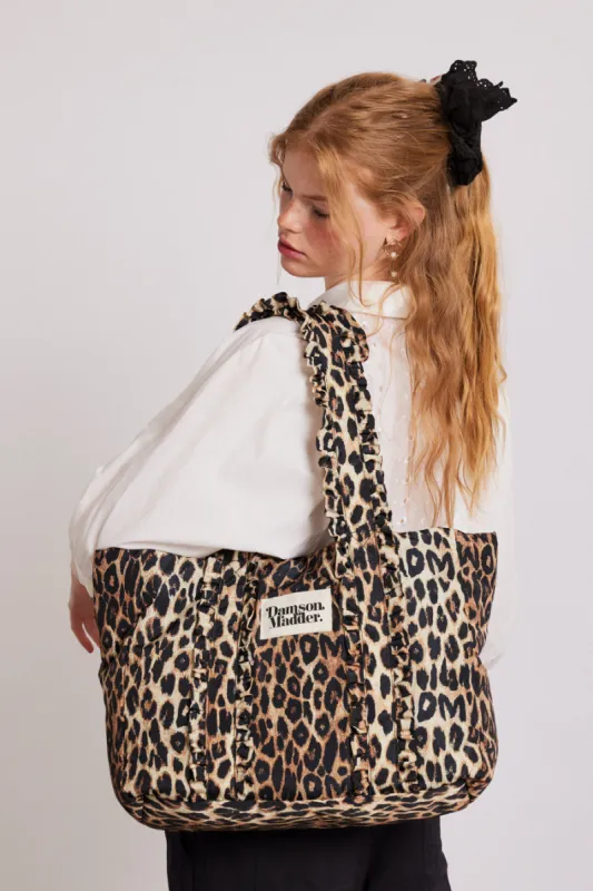 leopard frill tote bag sold by Damson Madder