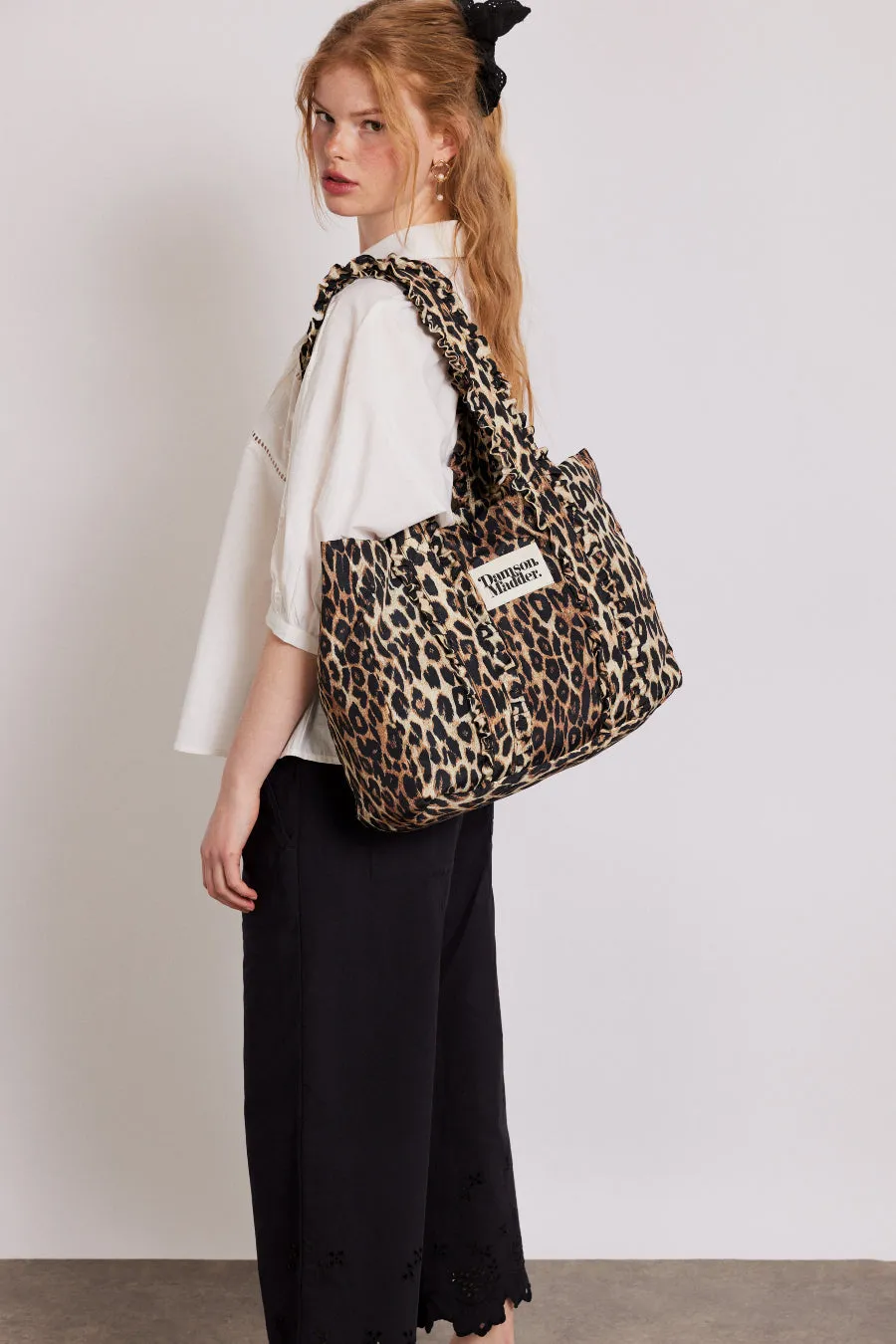Damson Madder Leopard Shopper Bag Damson Madder Leopard Frill Tote