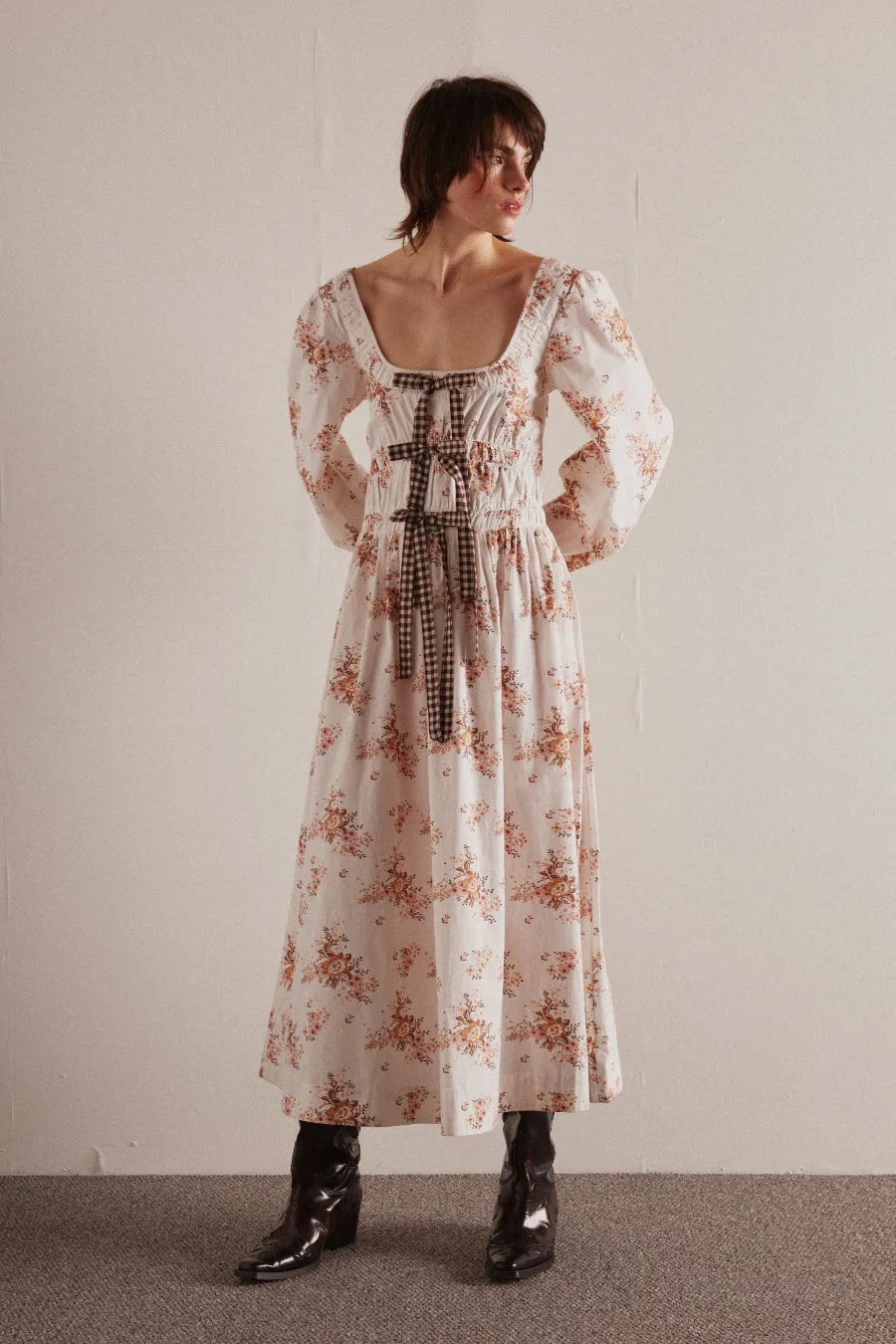 dakota bow midi dress - ditsy floral sold by Damson Madder product image thumbnail 3