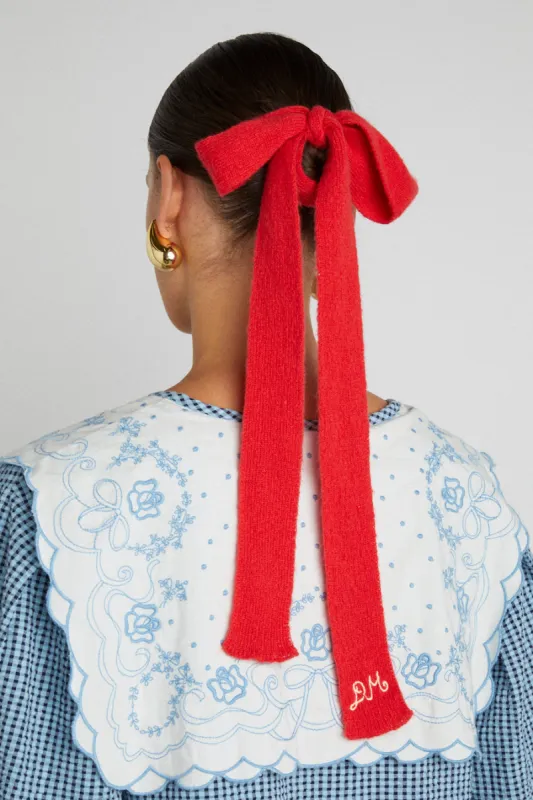 knitted hair bow sold by Damson Madder