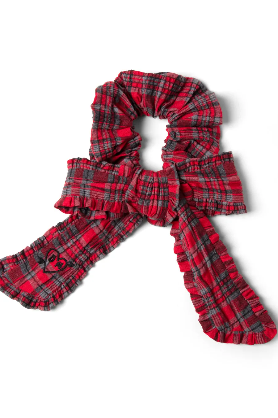 red check bow scrunchie sold by Damson Madder product image thumbnail 2
