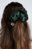 green check broderie scrunchie sold by Damson Madder