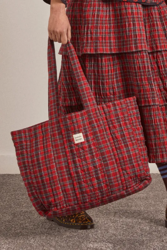 tote bag - red check sold by Damson Madder