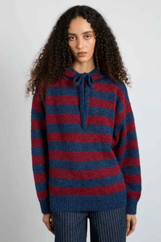 riley knit hoodie - red navy stripe sold by Damson Madder