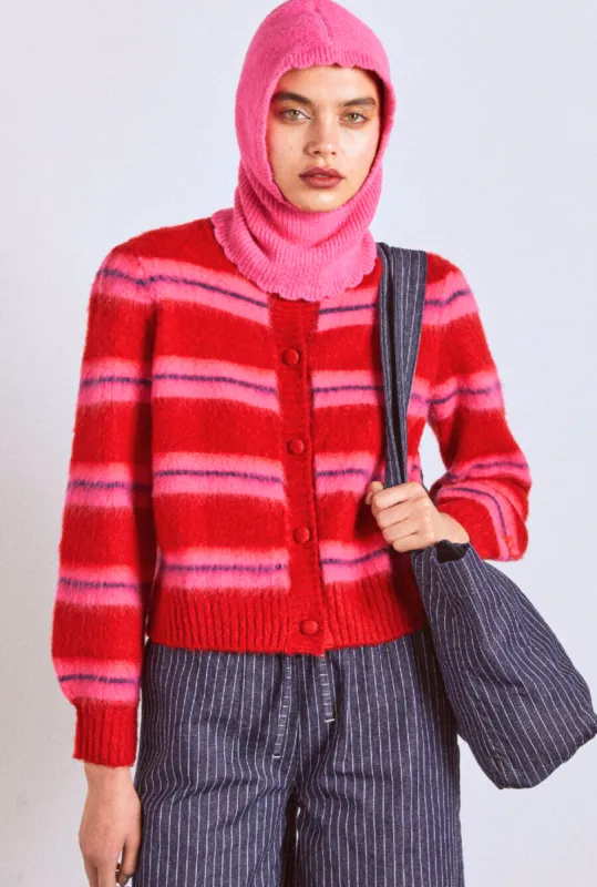 cece stripe cardigan - red & pink stripe sold by Damson Madder