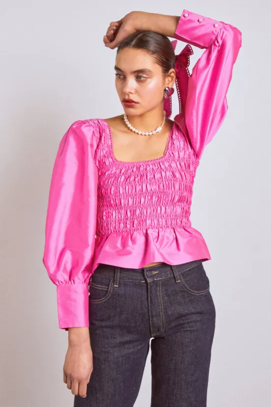 ariana blouse - pink taffeta sold by Damson Madder