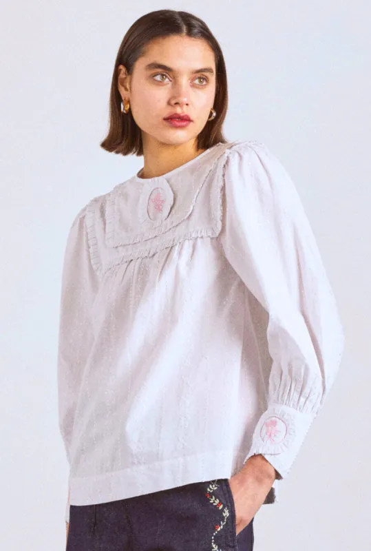 beatrice victoriana blouse- white sold by Damson Madder