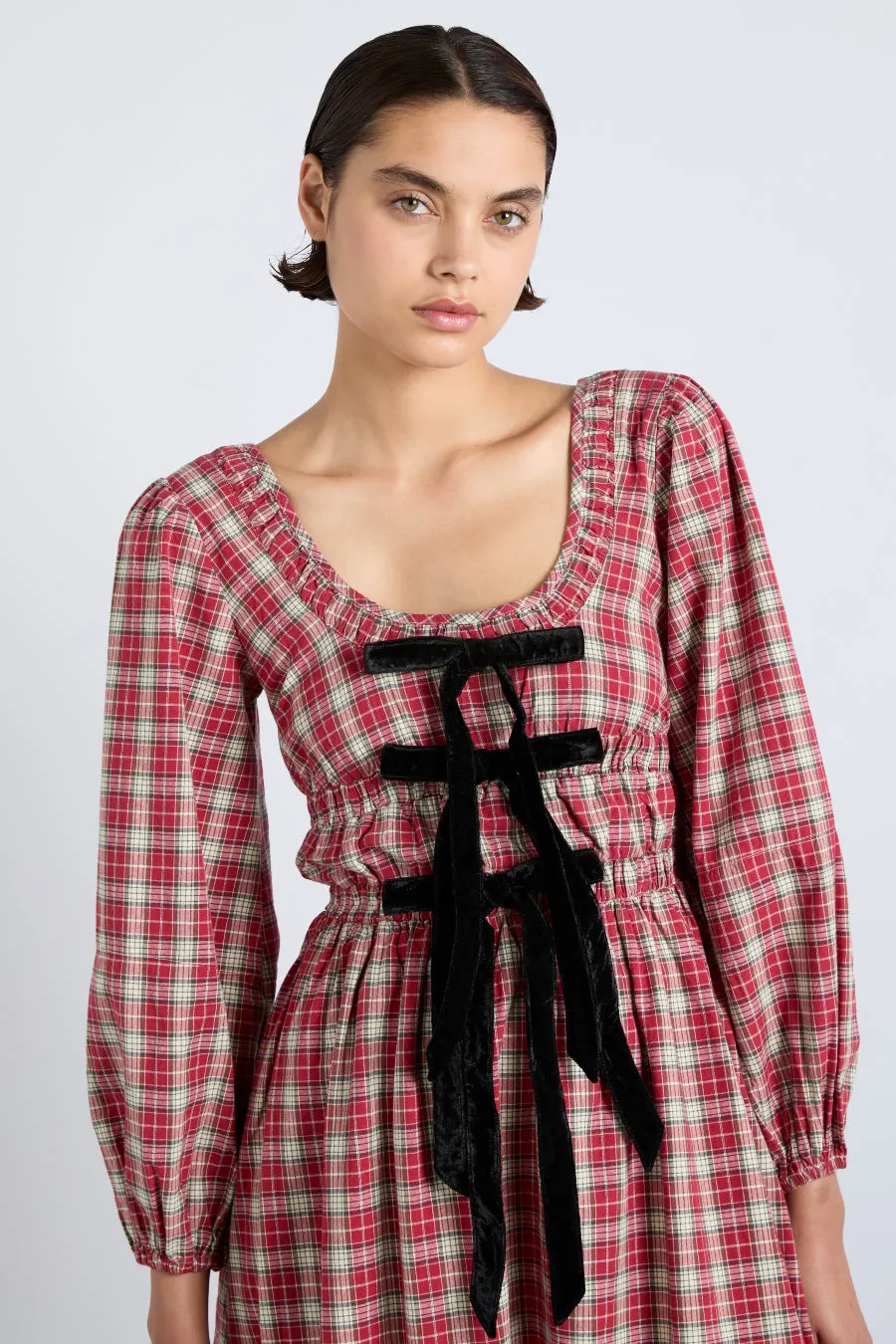 dakota bow midi dress - tartan sold by Damson Madder product image thumbnail 2