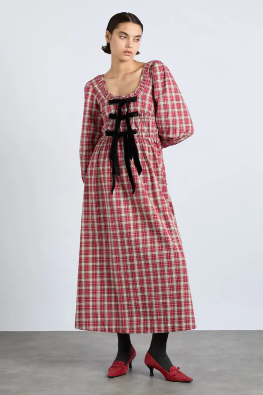 dakota bow midi dress - tartan sold by Damson Madder