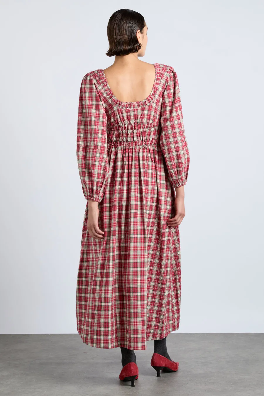 dakota bow midi dress - tartan sold by Damson Madder product image thumbnail 5