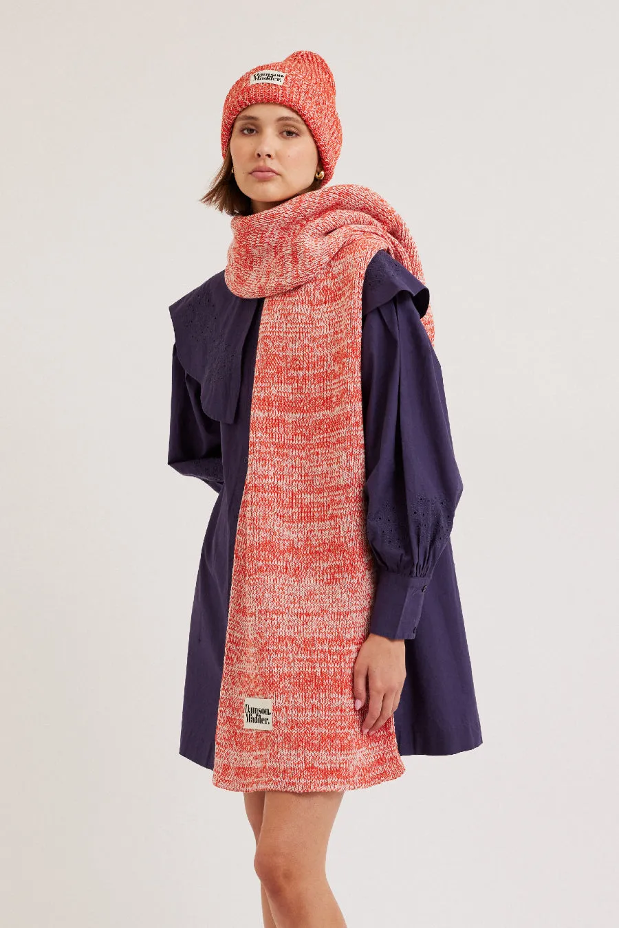 flecked yarn scarf - red sold by Damson Madder