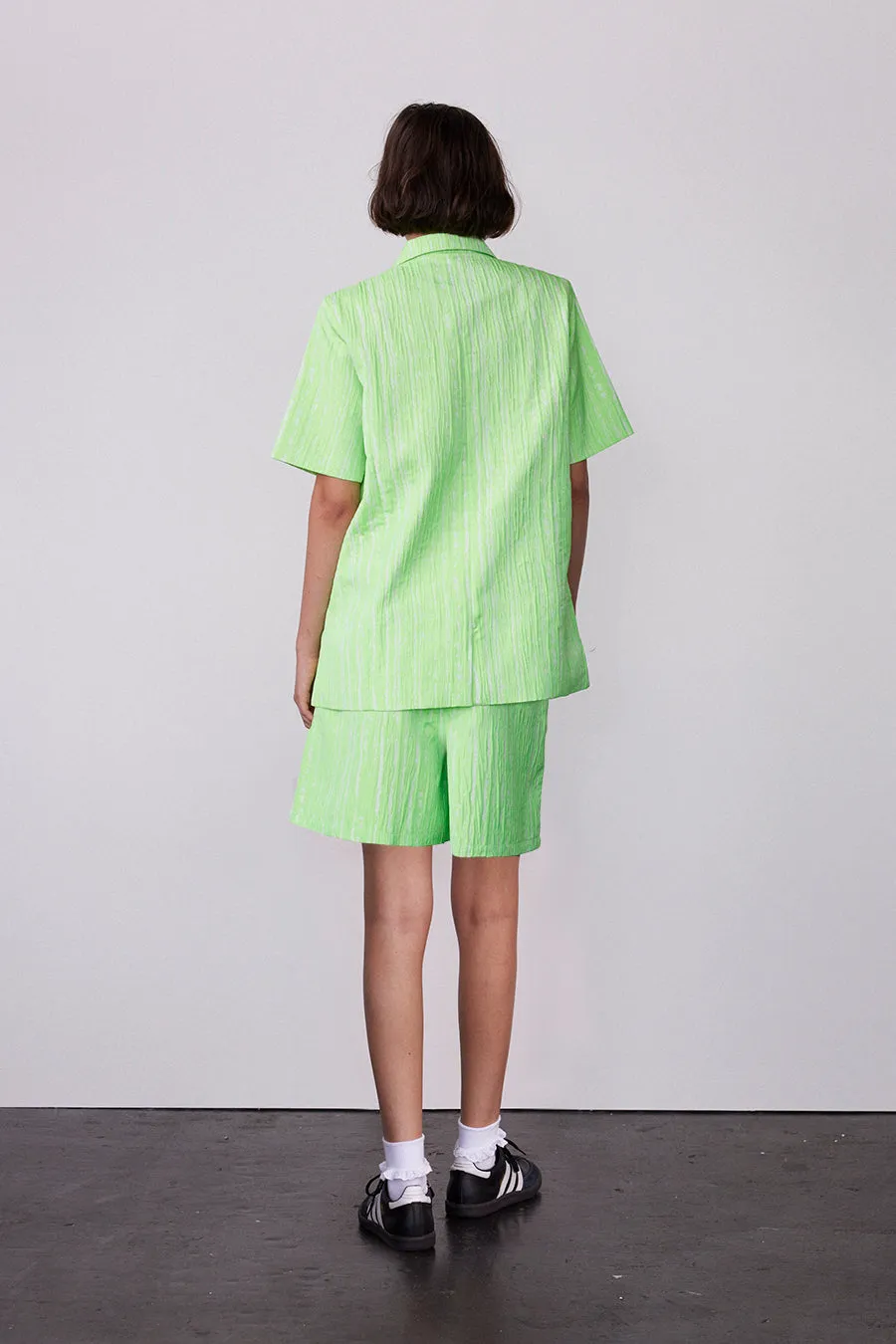 textured woven jacquard green short sold by Damson Madder product image thumbnail 3