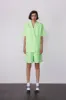 textured woven jacquard green short sold by Damson Madder