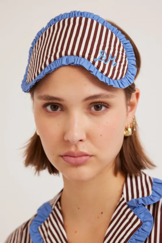antonella pj eye mask - choc stripe sold by Damson Madder
