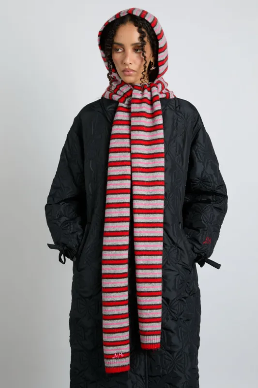 hooded scarf in stripe sold by Damson Madder