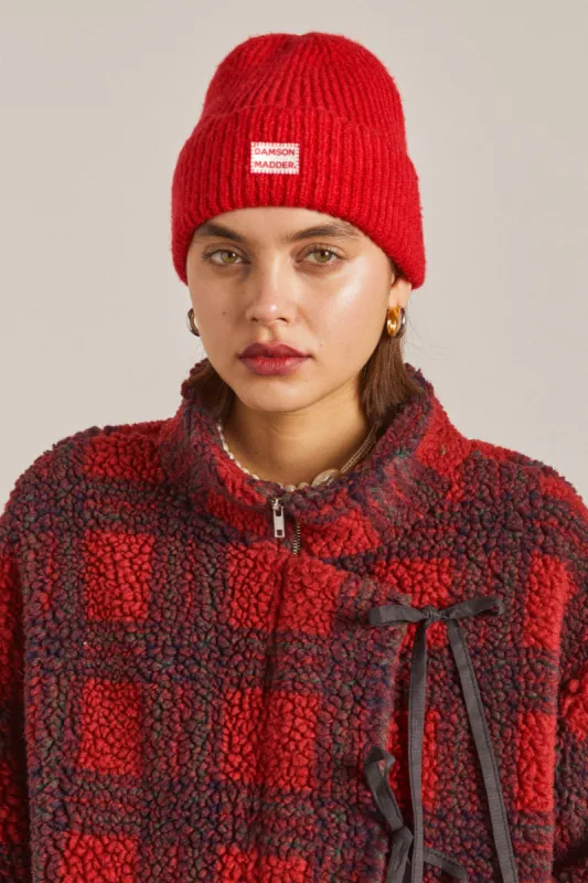scalloped edge beanie - red sold by Damson Madder