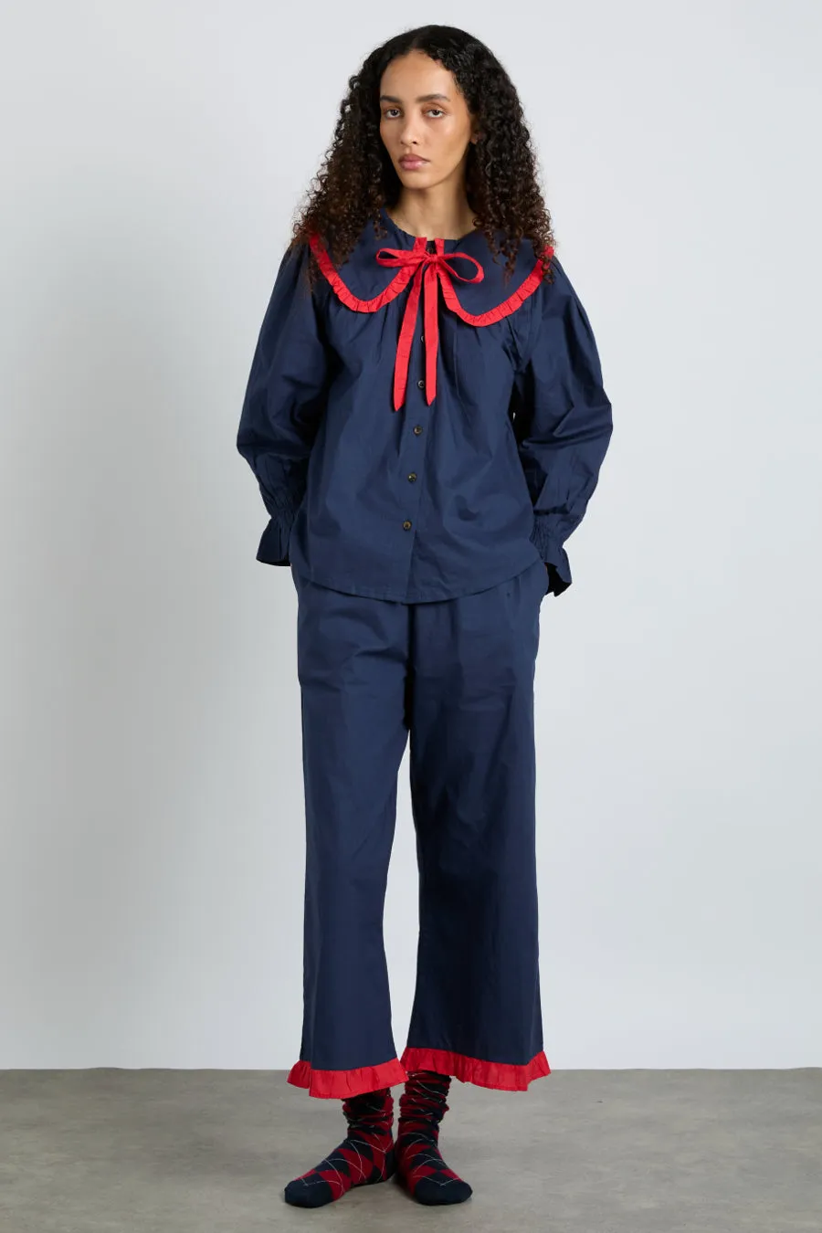 maria pj set- navy/red sold by Damson Madder