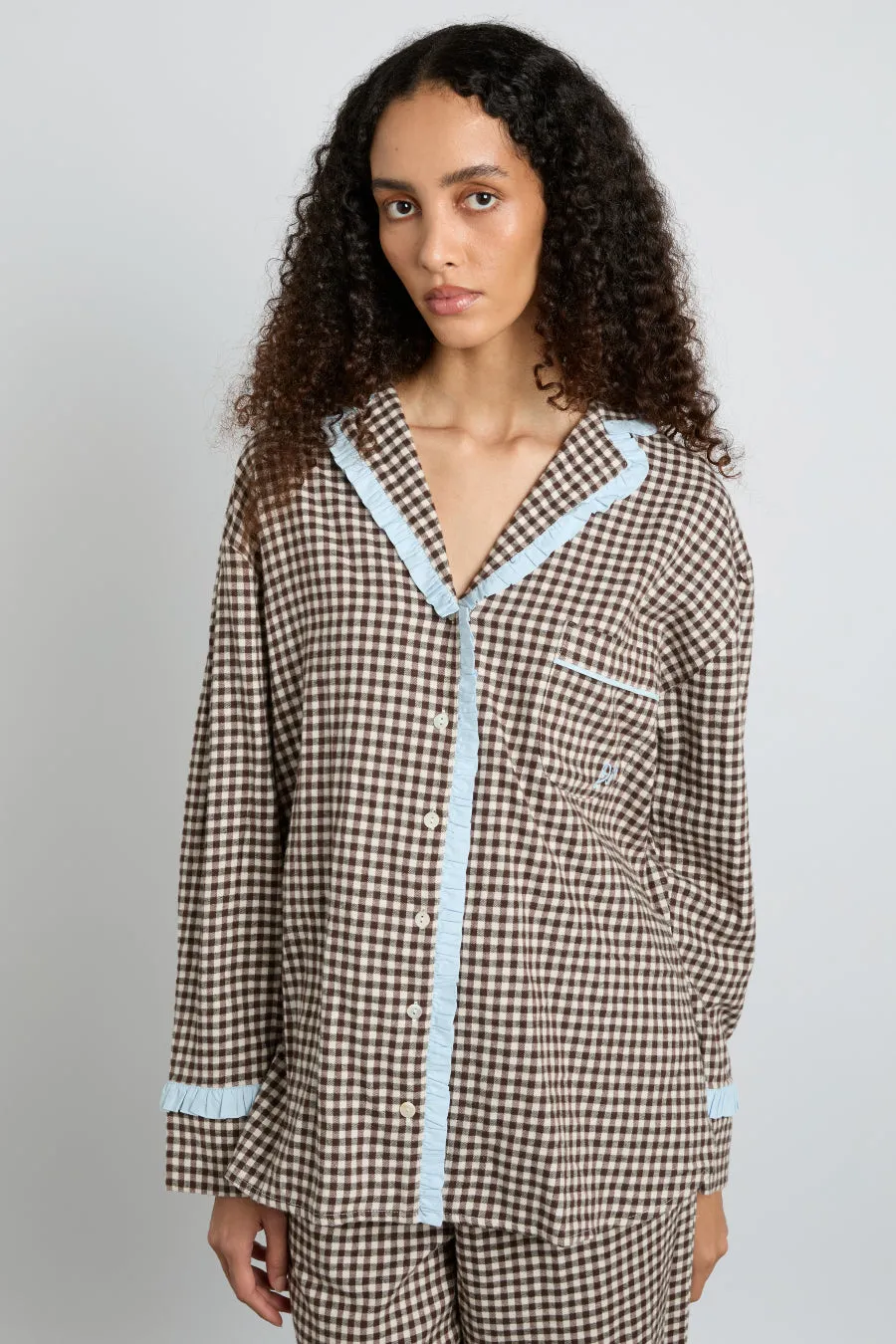 antonia pj set- brown gingham sold by Damson Madder product image thumbnail 2