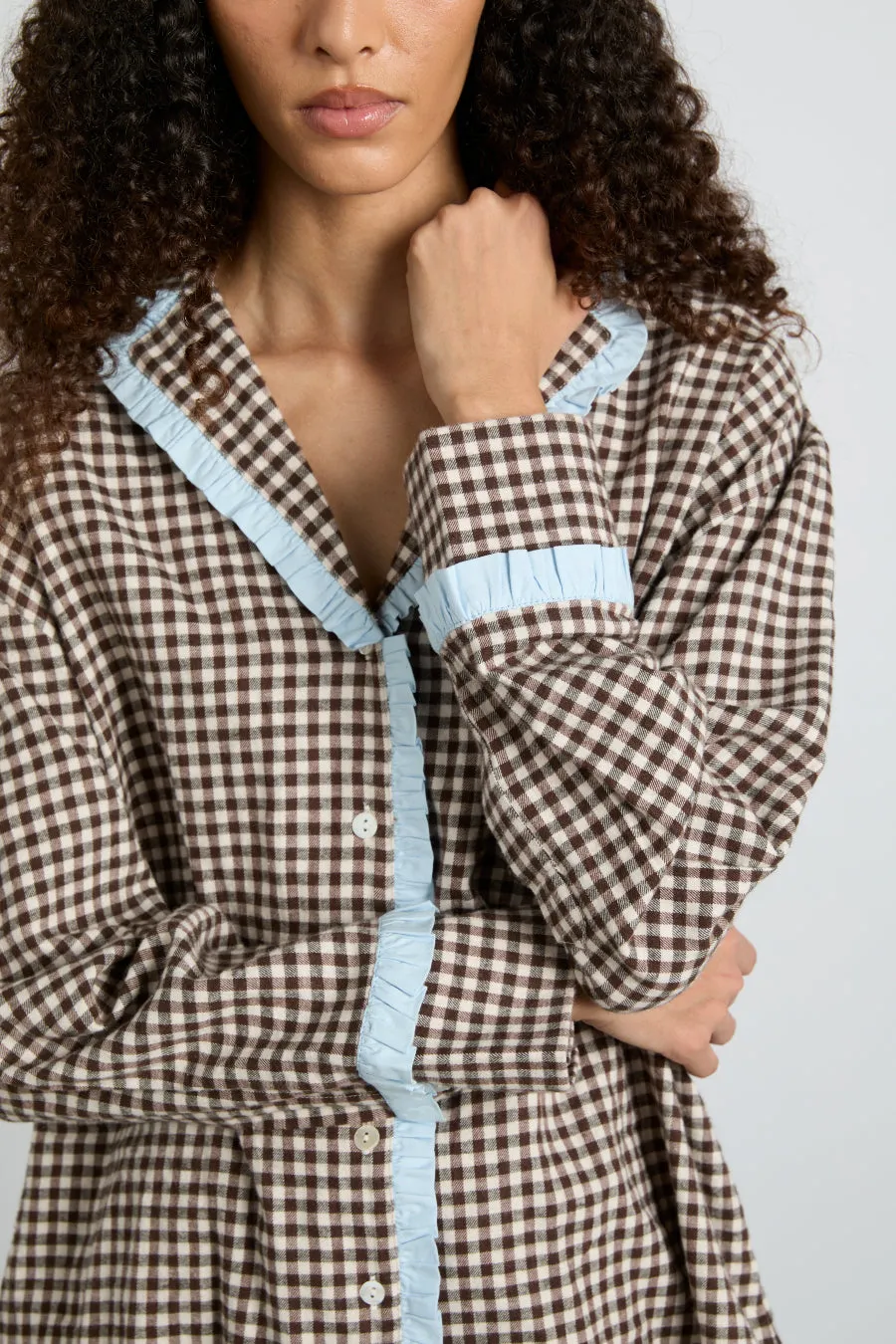 antonia pj set- brown gingham sold by Damson Madder product image thumbnail 3