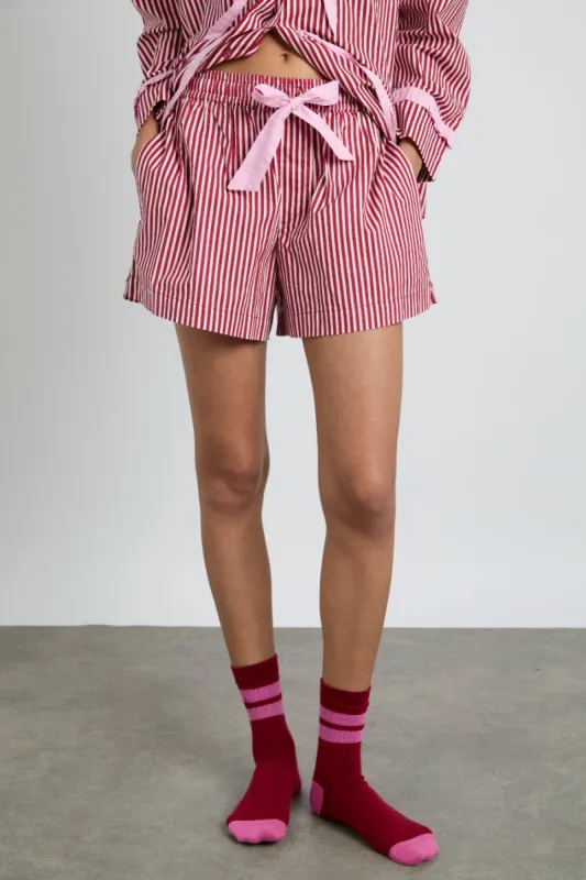 krissy pj boxer - red stripe sold by Damson Madder