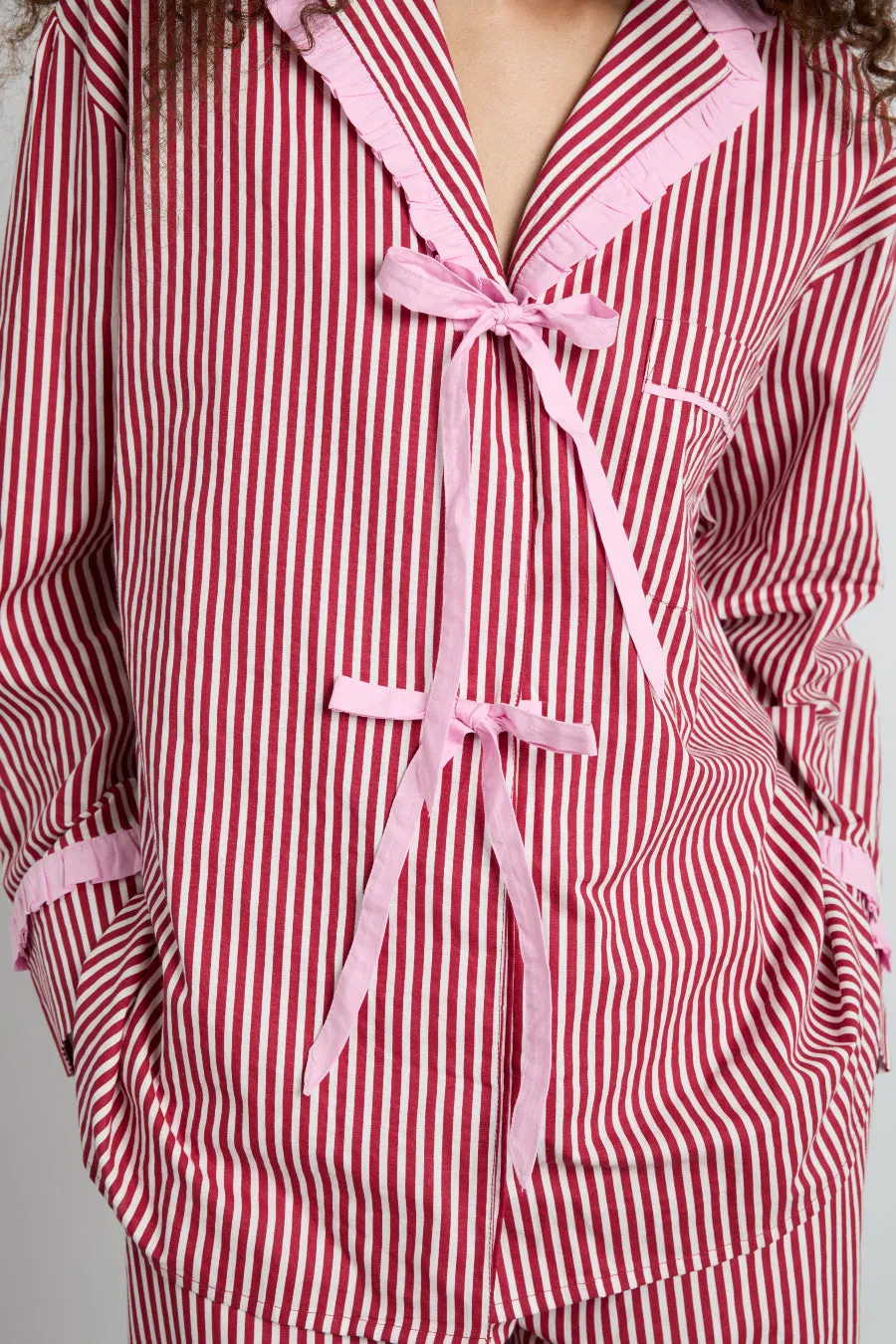 antonella pj set- red stripe sold by Damson Madder product image thumbnail 3